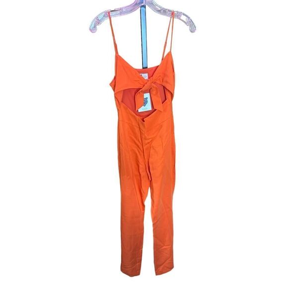 LITA by Ciara Tie Front Jumpsuit Cherry Tomasto Size XS Wide Leg - Picture 3 of 7